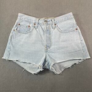 Levis 501 Cut Off Shorts Womens W27 Light Wash Denim Button Fly Distressed